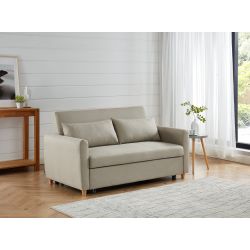 Canapé droit LAURA Tissu beige Convertible - 3 places