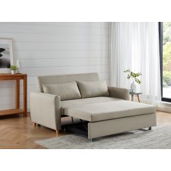 Canapé droit LAURA Tissu beige Convertible - 3 places
