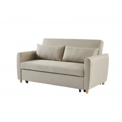 Canapé droit LAURA Tissu beige Convertible - 3 places