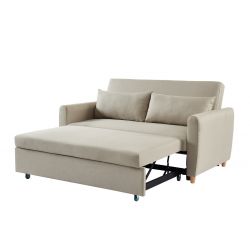 Canapé droit LAURA Tissu beige Convertible - 3 places