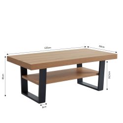 FELIX06 Table basse 1 étagère et pieds en métal Mélaminé