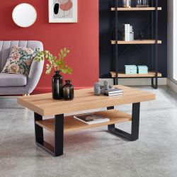 FELIX06 Table basse 1 étagère et pieds en métal Mélaminé