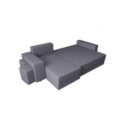 Canapé d'angle HYGGE + pouf tissu anthracite convertible 3 places