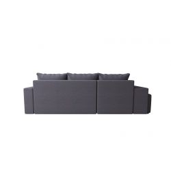 Canapé d'angle HYGGE + pouf tissu anthracite convertible 3 places