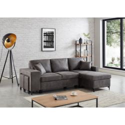 Canapé d'angle JULES Vintage gris Convertible