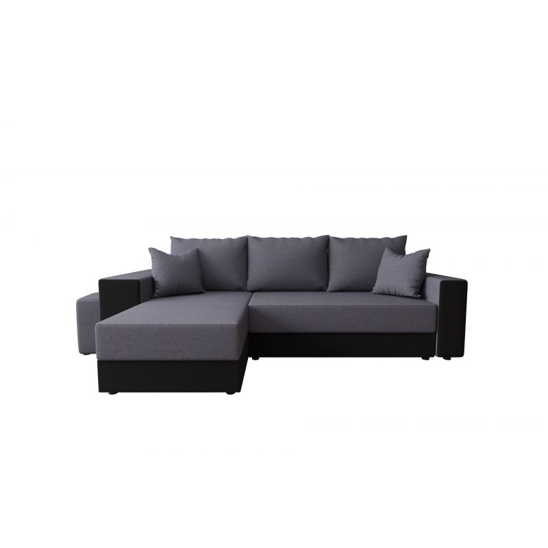 Canapé d'angle HYGGE + etagere tissu noir anthracite convertible 3 places