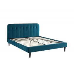 ANDRE160BUP Lit 160 velourssommier 160200cm velours bleu paon