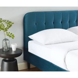 ANDRE160BUP Lit 160 velourssommier 160200cm velours bleu paon