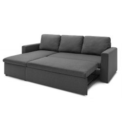 Canapé d'angle LIVIA tissu anthracite convertible 4 places