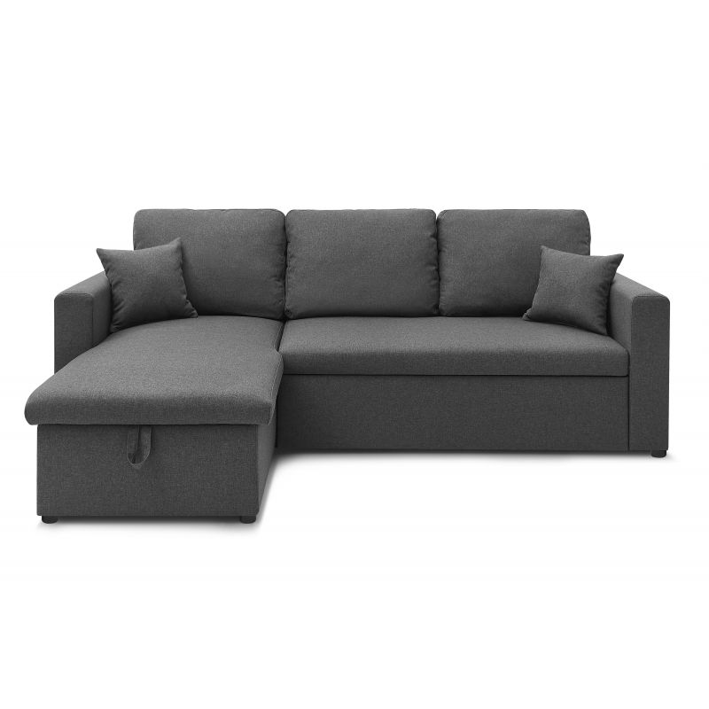 Canapé d'angle LIVIA tissu anthracite convertible 4 places