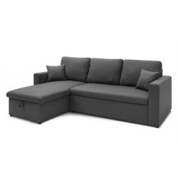 Canapé d'angle LIVIA tissu anthracite convertible 4 places