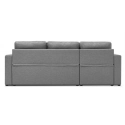 Canapé d'angle LIVIA tissu gris clairconvertible 4 places