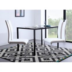 Lot de 2 chaises blanches JADE Blanc pieds en métal chromé