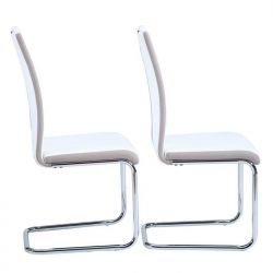 Lot de 2 chaises blanches JADE Blanc pieds en métal chromé