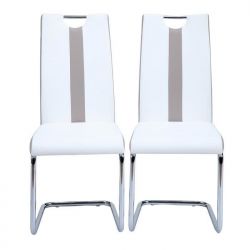 Lot de 2 chaises blanches JADE Blanc pieds en métal chromé