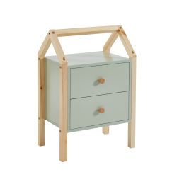 Table de chevet TINY vert 2 tiroirs