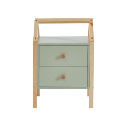 Table de chevet TINY vert 2 tiroirs