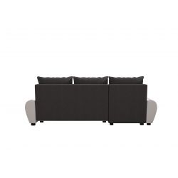 Canapé d'angle LAGOM PU blanc tissu gris convertible 5 places