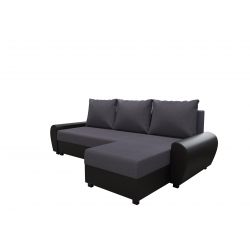 Canapé d'angle LAGOM tissu noir anthracite convertible 3 places