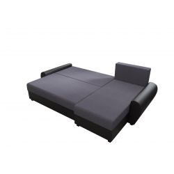 Canapé d'angle LAGOM tissu noir anthracite convertible 3 places