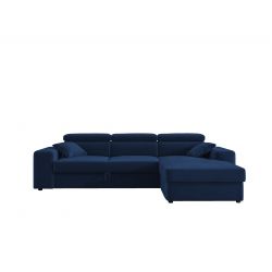 Canapé d'angle EVAN VELOURS BLEU NUITconvertible 3 places
