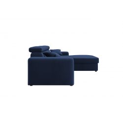 Canapé d'angle EVAN VELOURS BLEU NUITconvertible 3 places