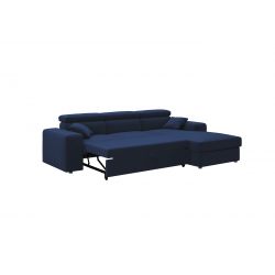Canapé d'angle EVAN VELOURS BLEU NUITconvertible 3 places