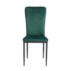 Lot de 2 chaises POPPY velours vert pieds en métal noir