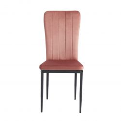 Lot de 2 chaises POPPY velours rose pieds en métal noir