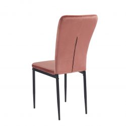 Lot de 2 chaises POPPY velours rose pieds en métal noir