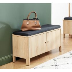 Banc à chaussures JAPENDI bois clair et gris anthracite L100cm