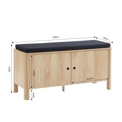 Banc à chaussures JAPENDI bois clair et gris anthracite L100cm