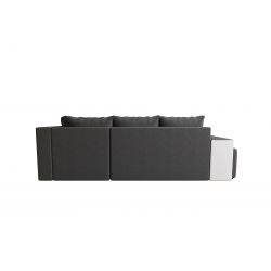 Canapé d'angle HYGGE XL PU BLANC tissu grisconvertible 5 places