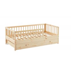 Lit enfant LOU avec tiroir Pin massif naturel 70x140 cm