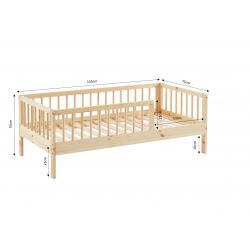 Lit enfant LOU Pin massif naturel 70x140 cm