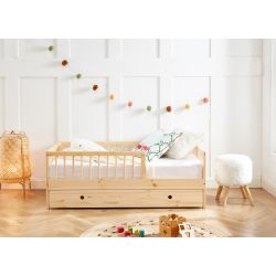 Lit enfant LOU avec tiroir Pin massif naturel 70x140 cm