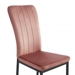 Lot de 6 chaises POPPY velours rose pieds en métal noir