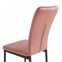Lot de 6 chaises POPPY velours rose pieds en métal noir