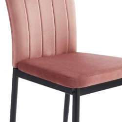 Lot de 6 chaises POPPY velours rose pieds en métal noir