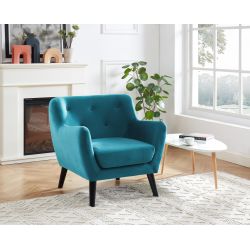 Fauteuil SCANDI Velours bleu/gris 79 x 82 cm