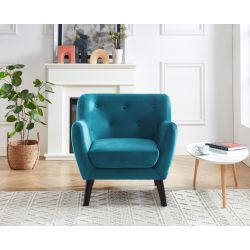 Fauteuil SCANDI Velours bleu/gris 79 x 82 cm