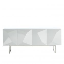 Buffet GEME Laqué Blanc Brillant 4 Portes Relief 3D - L180cm