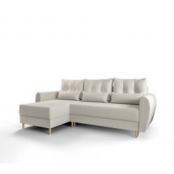 Canapé d'angle PALERMO VELOURS BEIGE convertible 3 places