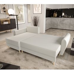 Canapé d'angle PALERMO VELOURS BEIGE convertible 3 places