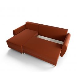 Canapé d'angle PALERMO VELOURS BEIGE convertible 3 places