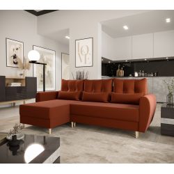 Canapé d'angle PALERMO VELOURS BEIGE convertible 3 places