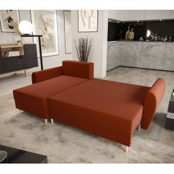 Canapé d'angle PALERMO VELOURS BEIGE convertible 3 places