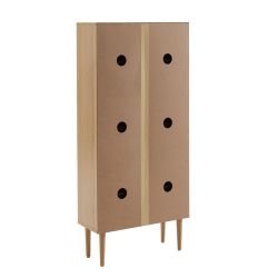Meuble à chaussures AMANA Cannage et décor bois 3 portes - L60cm