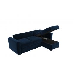 Canapé d'angle EDGARD Velours bleu Convertible 3 places 