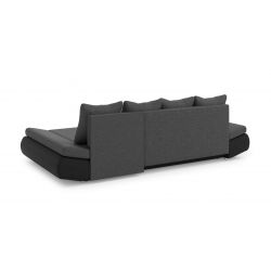 Canapé d'angle OLIVER tissu Gris Noir Convertible 3 places 